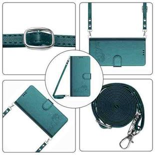 For Motorola Edge 5G UW 2022 Cat Rat Embossed Pattern RFID Leather Phone Case with Lanyard(Peacock Green)