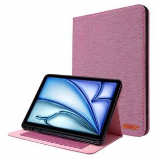 For iPad Air 11 2024 Fabric Leather Tablet Case(Rose Red)