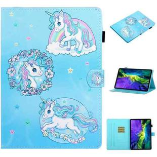 For iPad Pro 11 2024 Coloured Drawing Stitching Smart Leather Tablet Case(Unicorn)