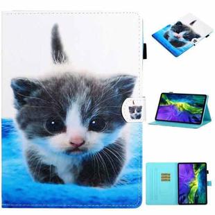 For iPad Pro 11 2024 Coloured Drawing Stitching Smart Leather Tablet Case(Blue White Cat)