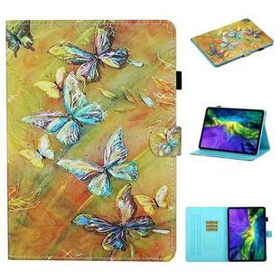 For iPad Pro 11 2024 Coloured Drawing Stitching Smart Leather Tablet Case(Butterfly)