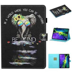 For iPad Pro 11 2024 Coloured Drawing Stitching Smart Leather Tablet Case(Glasses Elephant)