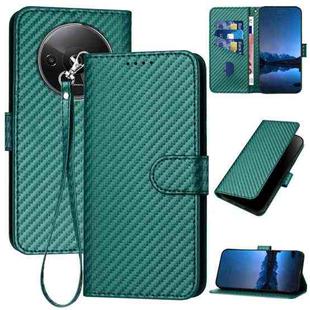 For Xiaomi Redmi A3 YX0070 Carbon Fiber Buckle Leather Phone Case with Lanyard(Dark Green)