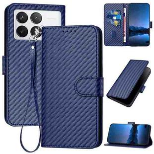 For Xiaomi Poco X6 Pro 5G YX0070 Carbon Fiber Buckle Leather Phone Case with Lanyard(Royal Blue)