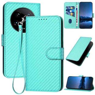 For Xiaomi 14 Ultra YX0070 Carbon Fiber Buckle Leather Phone Case with Lanyard(Light Blue)
