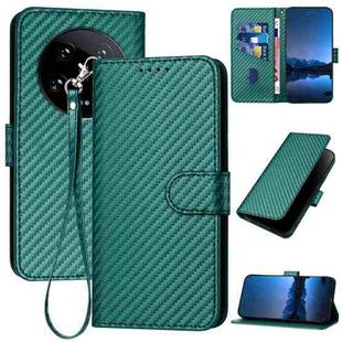 For Xiaomi 14 Ultra YX0070 Carbon Fiber Buckle Leather Phone Case with Lanyard(Dark Green)