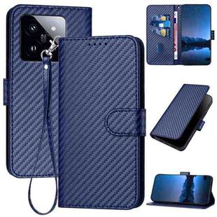 For Xiaomi 14 Pro YX0070 Carbon Fiber Buckle Leather Phone Case with Lanyard(Royal Blue)