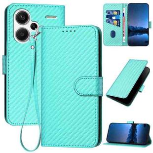 For Xiaomi Redmi Note 13 Pro+ YX0070 Carbon Fiber Buckle Leather Phone Case with Lanyard(Light Blue)