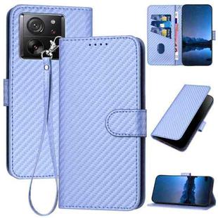 For Xiaomi 13T/13T Pro/Redmi K60 Ultra YX0070 Carbon Fiber Buckle Leather Phone Case with Lanyard(Light Purple)