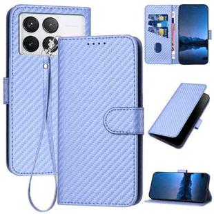 For Xiaomi Redmi K70 / K70 Pro YX0070 Carbon Fiber Buckle Leather Phone Case with Lanyard(Light Purple)