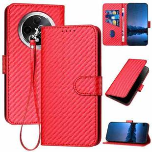 For Xiaomi Redmi A3 Plus YX0070 Carbon Fiber Buckle Leather Phone Case with Lanyard(Red)