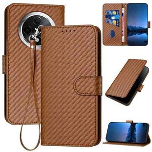 For Xiaomi Redmi A3 Plus YX0070 Carbon Fiber Buckle Leather Phone Case with Lanyard(Coffee)