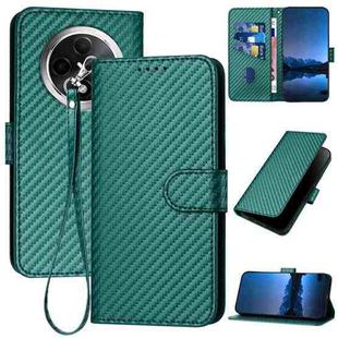 For Xiaomi Redmi A3 Plus YX0070 Carbon Fiber Buckle Leather Phone Case with Lanyard(Dark Green)