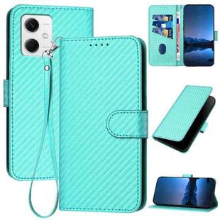 For Xiaomi Redmi Note 12 5G Global YX0070 Carbon Fiber Buckle Leather Phone Case with Lanyard(Light Blue)