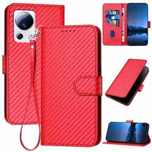 For Xiaomi 13 Lite / Civi 2 YX0070 Carbon Fiber Buckle Leather Phone Case with Lanyard(Red)