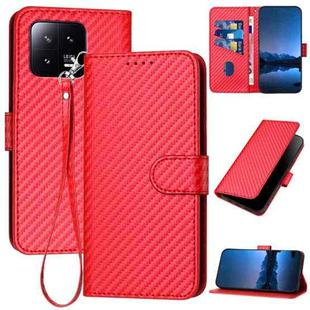 For Xiaomi 13 YX0070 Carbon Fiber Buckle Leather Phone Case with Lanyard(Red)