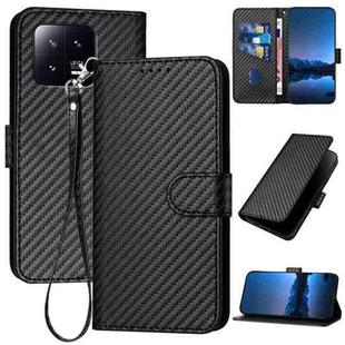 For Xiaomi 13 YX0070 Carbon Fiber Buckle Leather Phone Case with Lanyard(Black)