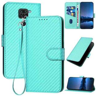 For Xiaomi Redmi Note 9 4G / 10X 4G YX0070 Carbon Fiber Buckle Leather Phone Case with Lanyard(Light Blue)