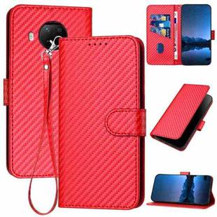 For Xiaomi 10T Lite 5G YX0070 Carbon Fiber Buckle Leather Phone Case with Lanyard(Red)