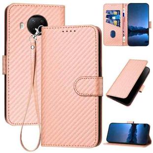For Xiaomi 10T Lite 5G YX0070 Carbon Fiber Buckle Leather Phone Case with Lanyard(Pink)