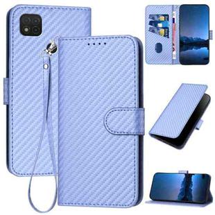 For Xiaomi Redmi 9C / 9C NFC YX0070 Carbon Fiber Buckle Leather Phone Case with Lanyard(Light Purple)