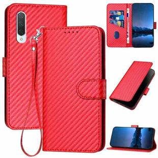 For Xiaomi Mi CC9 YX0070 Carbon Fiber Buckle Leather Phone Case with Lanyard(Red)