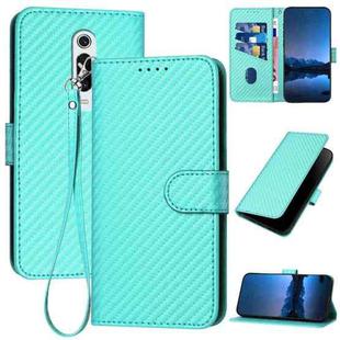 For Xiaomi Redmi K20 YX0070 Carbon Fiber Buckle Leather Phone Case with Lanyard(Light Blue)