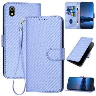 For Xiaomi Redmi 7A YX0070 Carbon Fiber Buckle Leather Phone Case with Lanyard(Light Purple)