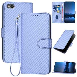 For Xiaomi Redmi Go YX0070 Carbon Fiber Buckle Leather Phone Case with Lanyard(Light Purple)