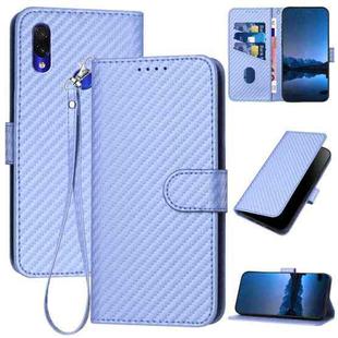 For Xiaomi Redmi Note 7 YX0070 Carbon Fiber Buckle Leather Phone Case with Lanyard(Light Purple)