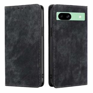 For Google Pixel 8a RFID Anti-theft Brush Magnetic Leather Phone Case(Black)