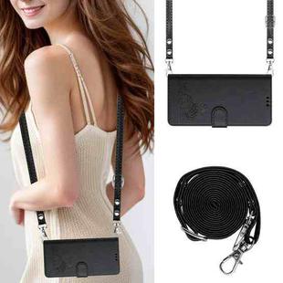 For OnePlus Nord N300 Cat Rat Embossed Pattern RFID Leather Phone Case with Lanyard(Black)