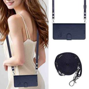 For OnePlus Nord N300 Cat Rat Embossed Pattern RFID Leather Phone Case with Lanyard(Blue)