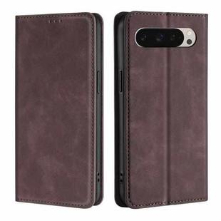 For Google Pixel 9 Skin Feel Magnetic Leather Phone Case(Dark Brown)