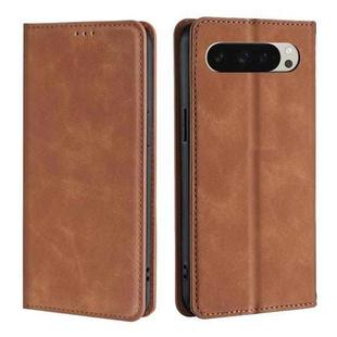 For Google Pixel 9 Skin Feel Magnetic Leather Phone Case(Light Brown)