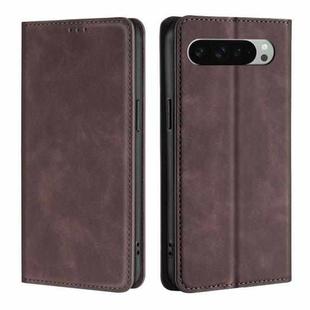 For Google Pixel 9 Pro XL Skin Feel Magnetic Leather Phone Case(Dark Brown)