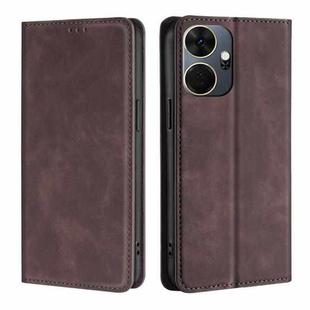 For Itel P55+ 4G Skin Feel Magnetic Leather Phone Case(Dark Brown)