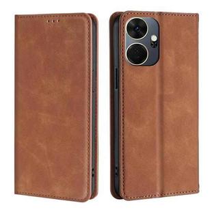 For Itel P55+ 4G Skin Feel Magnetic Leather Phone Case(Light Brown)