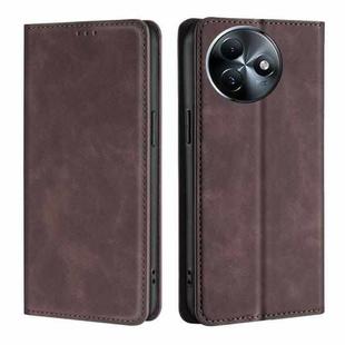 For Itel S24 4G Skin Feel Magnetic Leather Phone Case(Dark Brown)