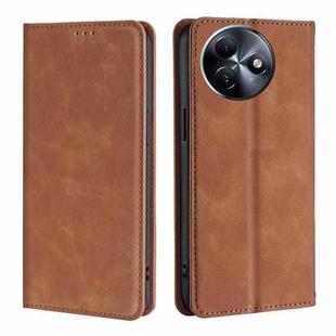 For Itel S24 4G Skin Feel Magnetic Leather Phone Case(Light Brown)