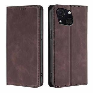 For Itel A50C 4G Skin Feel Magnetic Leather Phone Case(Dark Brown)