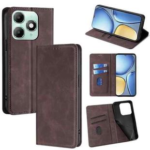 For itel A90 4G Skin Feel Magnetic Leather Phone Case(Dark Brown)