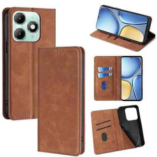 For itel A90 4G Skin Feel Magnetic Leather Phone Case(Light Brown)