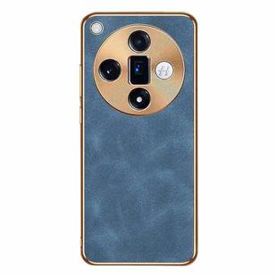 For OPPO Find X7 Electroplating Lambskin Leather Phone Case(Blue)