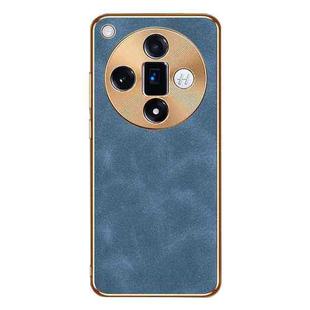 For OPPO Find X7 Ultra Electroplating Lambskin Leather Phone Case(Blue)