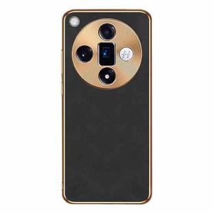 For OPPO Find X7 Ultra Electroplating Lambskin Leather Phone Case(Black)