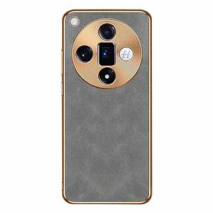 For OPPO Find X7 Ultra Electroplating Lambskin Leather Phone Case(Grey)