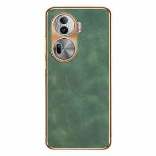 For OPPO Reno11 Pro Global Electroplating Lambskin Leather Phone Case(Green)