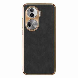 For OPPO Reno11 Pro Global Electroplating Lambskin Leather Phone Case(Black)