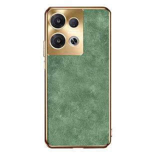 For OPPO Reno9 Pro+ Electroplating Lambskin Leather Phone Case(Green)